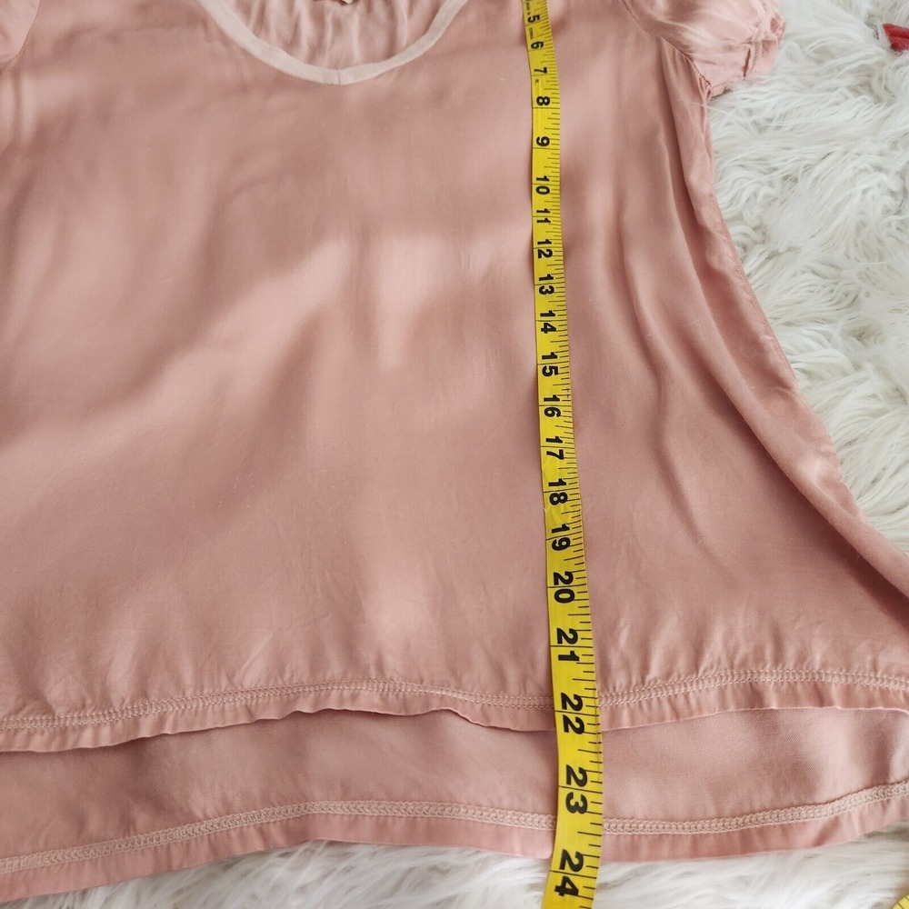 Nation Ltd June Satin V-Neck Pink T-Shirt Top Women's Small Silky Short Sleeves - Picture 6 of 10